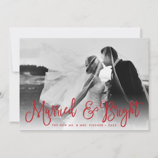 Sportfotokaart voor getrouwde en heldere Pas getro Feestdagenkaart (Voorkant)