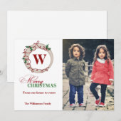 Sportfotokaart voor prettige kerstmonogram feestdagenkaart (Voorkant / Achterkant)