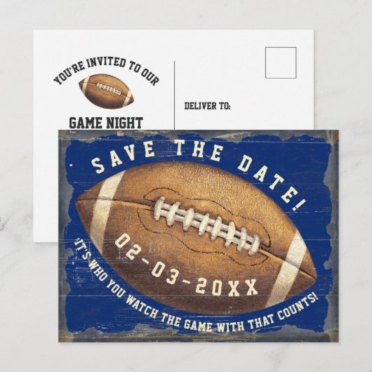 Sportgame Football Night Save Date Invitation Briefkaart (Voorkant / Achterkant)