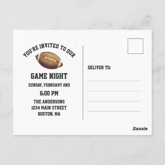 Sportgame Football Night Save Date Invitation Briefkaart (Achterkant)