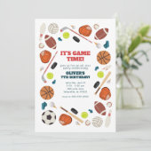 Sportgame Time All-Star Birthday Party Kaart (Staand voorkant)