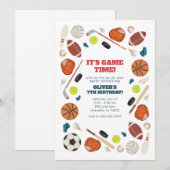 Sportgame Time All-Star Birthday Party Kaart (Voorkant / Achterkant)