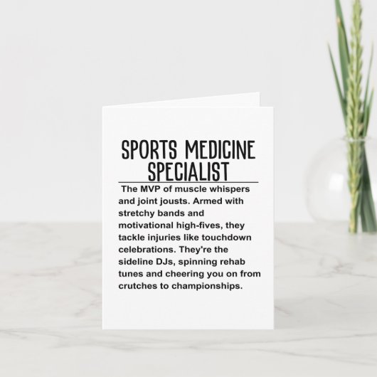 Sportgeneeskunde specialist kaart (Voorkant)