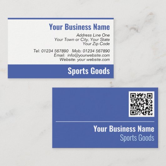 Sportgoederen QR-code Visitekaartje (Voorkant / Achterkant)