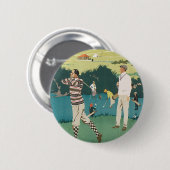  SportGolf in Schotland, Golfers Golfing Ronde Button 5,7 Cm (Voorkant /achterkant)