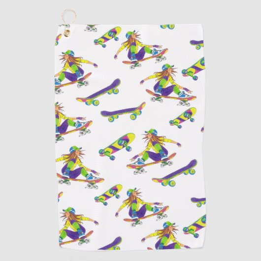 Sporthanddoek Skateboard Girl Golfhanddoek (Voorkant)