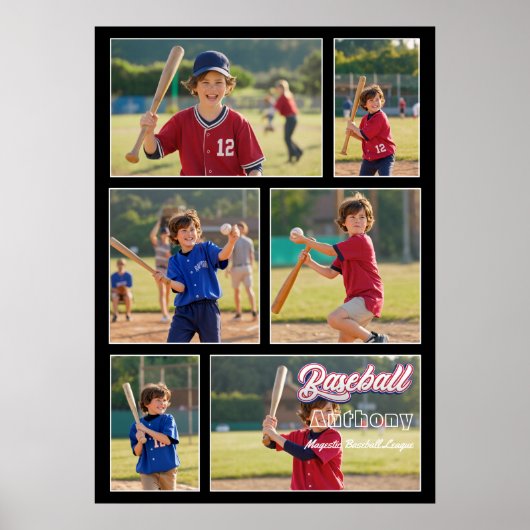 Sportherinnering Cadeau Aangepaste Honkbal Foto Co Poster (Voorkant)