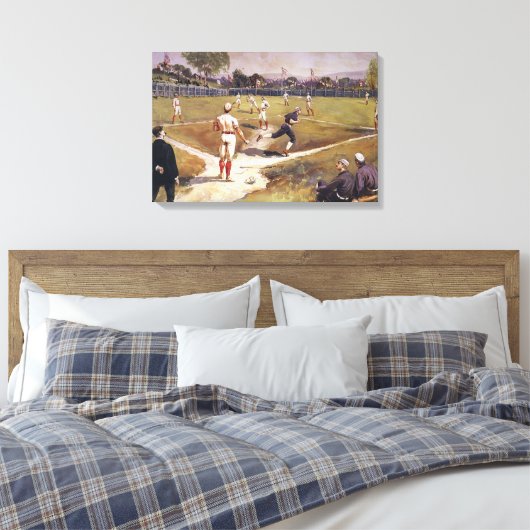  sporthonkbalspel van Henry Sandham Canvas Afdruk (Insitu (Slaapkamer))