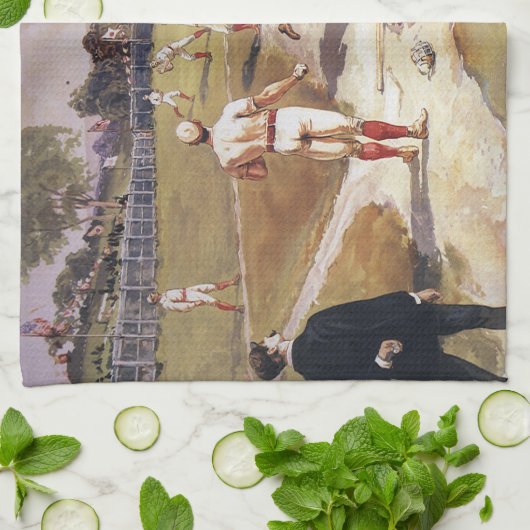 sporthonkbalspel van Henry Sandham Theedoek (Gevouwen)