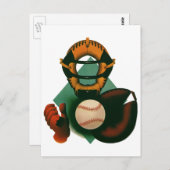  Sporthonkbalspeler, Catcher met Mitt Briefkaart (Voorkant / Achterkant)