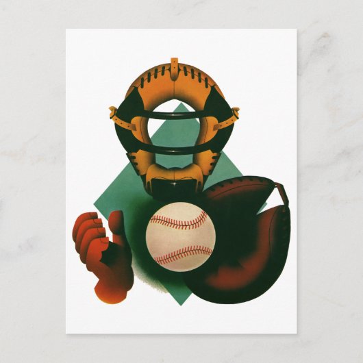  Sporthonkbalspeler, Catcher met Mitt Briefkaart (Voorkant)
