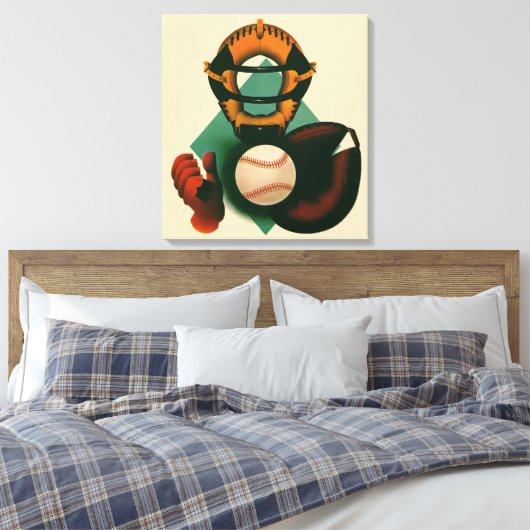  Sporthonkbalspeler, Catcher met Mitt Canvas Afdruk (Insitu (Slaapkamer))