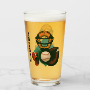 Sporthonkbalspeler, Catcher met Mitt Glas