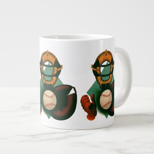  Sporthonkbalspeler, Catcher met Mitt Grote Koffiekop (Voorkant rechts)