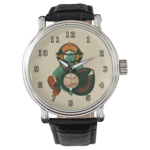  Sporthonkbalspeler, Catcher met Mitt Horloge