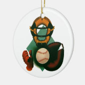 Sporthonkbalspeler, Catcher met Mitt Keramisch Ornament (Links)