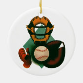 Sporthonkbalspeler, Catcher met Mitt Keramisch Ornament (Achterkant)