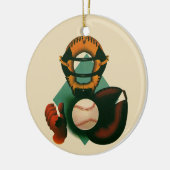 Sporthonkbalspeler, Catcher met Mitt Keramisch Ornament (Links)