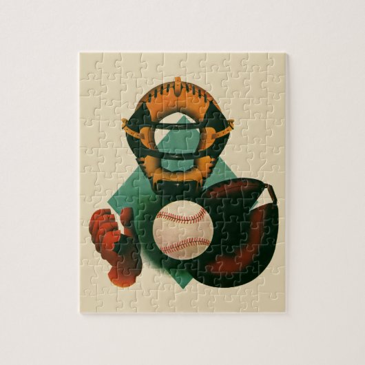 Sporthonkbalspeler, Catcher met Mitt Legpuzzel (Verticaal)