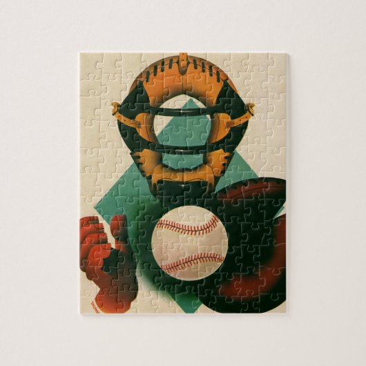 Sporthonkbalspeler, Catcher met Mitt Legpuzzel (Verticaal)