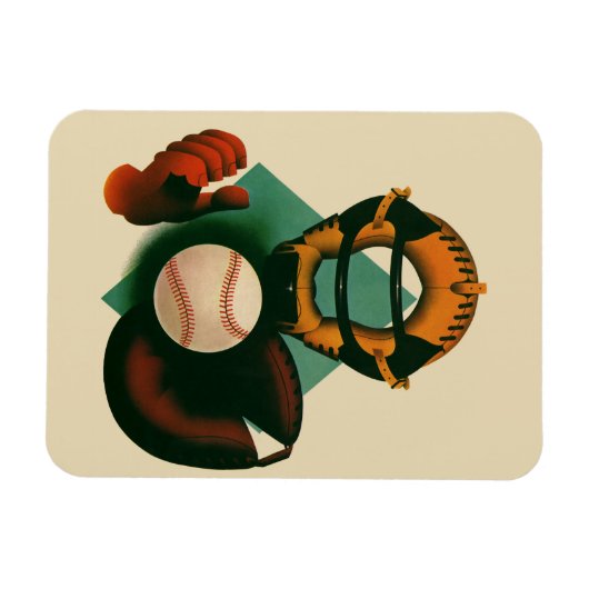  Sporthonkbalspeler, Catcher met Mitt Magneet (Horizontaal)