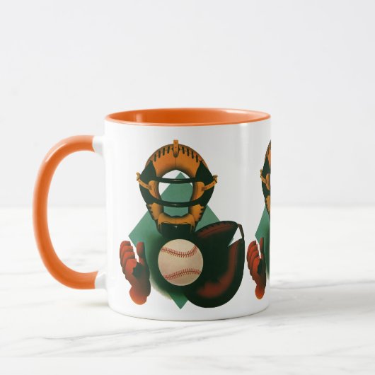  Sporthonkbalspeler, Catcher met Mitt Mok (Links)