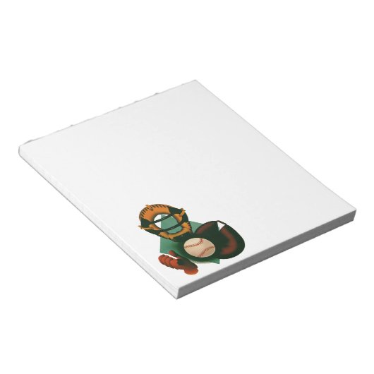  Sporthonkbalspeler, Catcher met Mitt Notitieblok (Schuin)