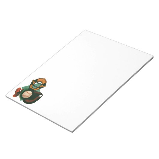  Sporthonkbalspeler, Catcher met Mitt Notitieblok (Schuin)