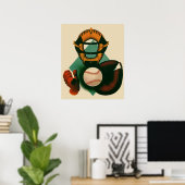  Sporthonkbalspeler, Catcher met Mitt Poster (Thuiskantoor)