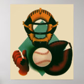  Sporthonkbalspeler, Catcher met Mitt Poster (Voorkant)