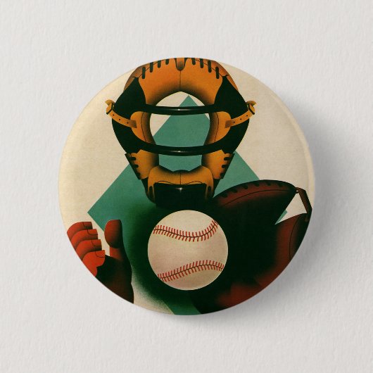 Sporthonkbalspeler, Catcher met Mitt Ronde Button 5,7 Cm (Voorkant)