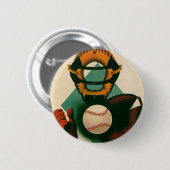 Sporthonkbalspeler, Catcher met Mitt Ronde Button 5,7 Cm (Voorkant /achterkant)