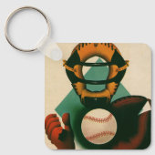  Sporthonkbalspeler, Catcher met Mitt Sleutelhanger (Voorkant)