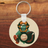  Sporthonkbalspeler, Catcher met Mitt Sleutelhanger (Voorkant)
