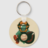  Sporthonkbalspeler, Catcher met Mitt Sleutelhanger (Achterkant)