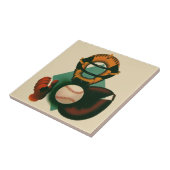  Sporthonkbalspeler, Catcher met Mitt Tegeltje (Zijkant)