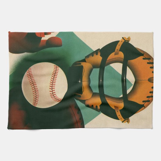  Sporthonkbalspeler, Catcher met Mitt Theedoek (Horizontaal)