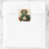  Sporthonkbalspeler, Catcher met Mitt Vierkante Sticker (Tas)