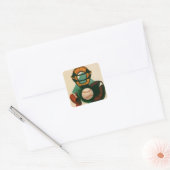  Sporthonkbalspeler, Catcher met Mitt Vierkante Sticker (Envelop)