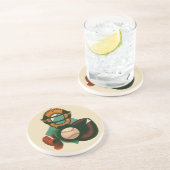  Sporthonkbalspeler, Catcher met Mitt Zandsteen Onderzetter (Zijkant)