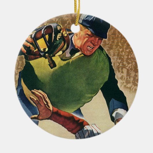 Sporthonkbalspeler, de Umpire Keramisch Ornament (Voorkant)