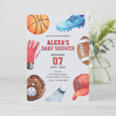 Sporticoon baby shower kaart (Staand voorkant)