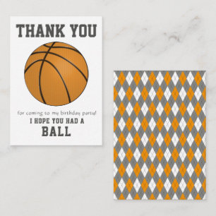 Sportief basketbal ontwerp dank u notitiekaartje