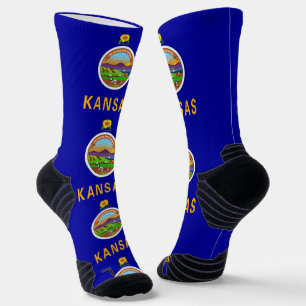 Sportief bemanningssok met vlag van Kansas, V.S. Sokken