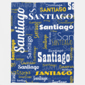 Sportief Blauw Geel Naam Herhalend Patroonstadion Fleece Deken (Voorkant)