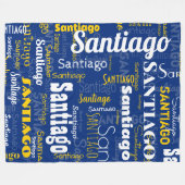 Sportief Blauw Geel Naam Herhalend Patroonstadion Fleece Deken (Voorkant (Horizontaal))