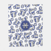 Sportief Blauw Grijs Team Kleuren Girly Volleybal Fleece Deken (Voorkant)