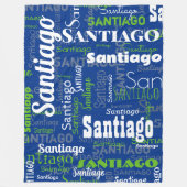 Sportief Blauw Groen Naam Herhalend Patroon Stadio Fleece Deken (Voorkant)