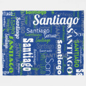 Sportief Blauw Groen Naam Herhalend Patroon Stadio Fleece Deken (Voorkant (Horizontaal))