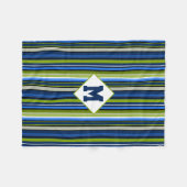 Sportief Blauw Groen Streep Monogram Fleece Deken (Voorkant (Horizontaal))